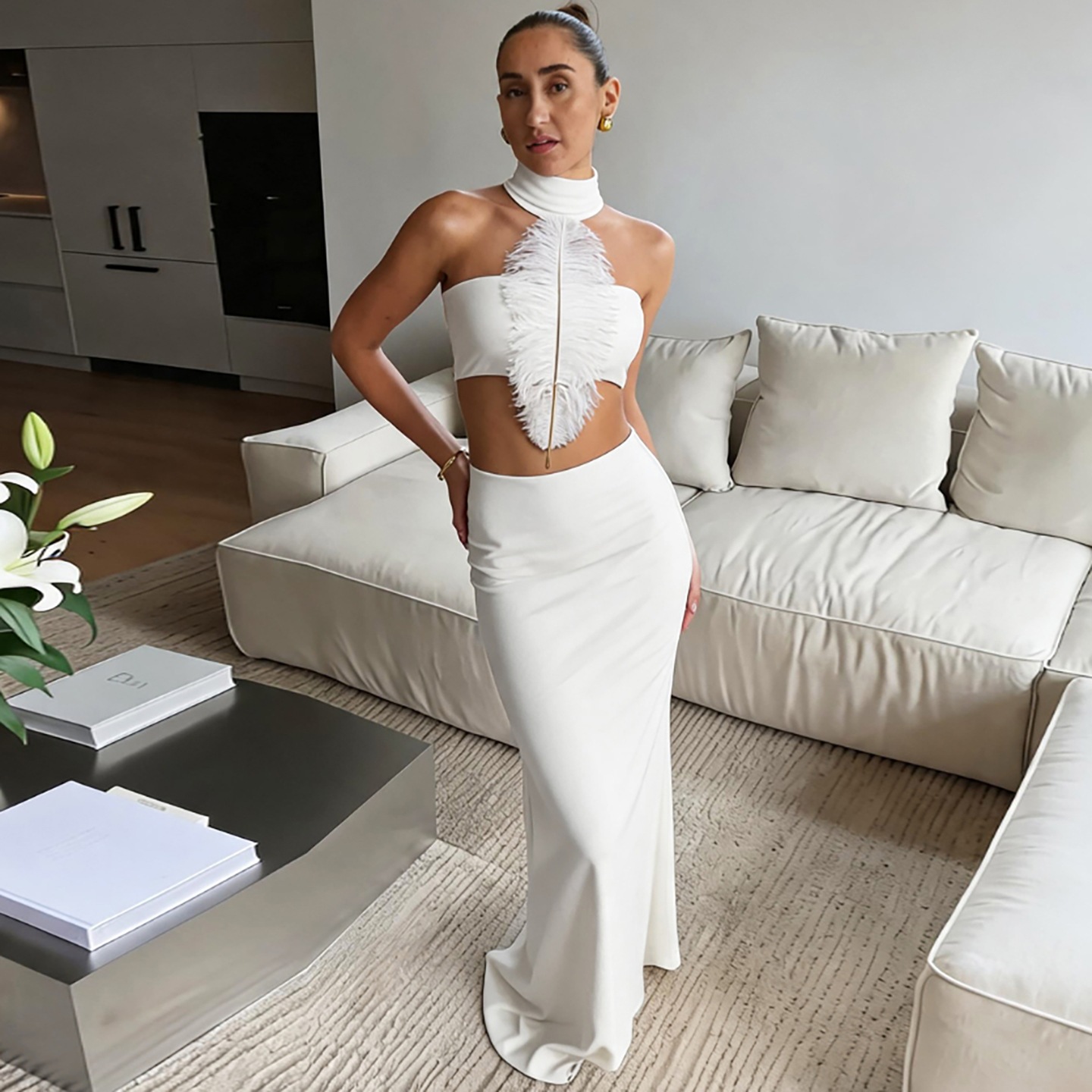 Witte sexy slim-fit set met ha - Fly Line recensie en prijs