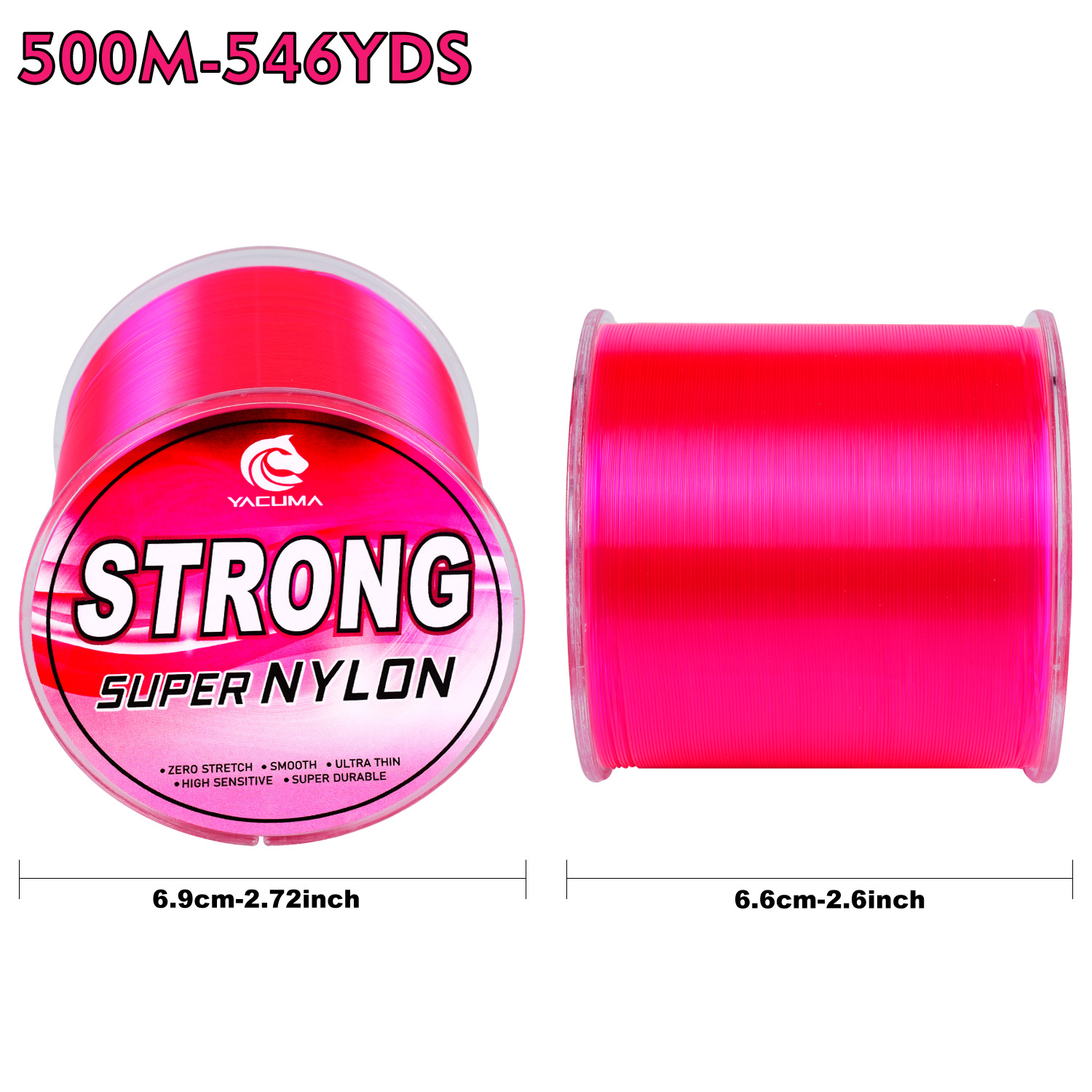 YACUMA 500M-546YDS Sterke Roze - Fluorocarbon Line recensie en prijs